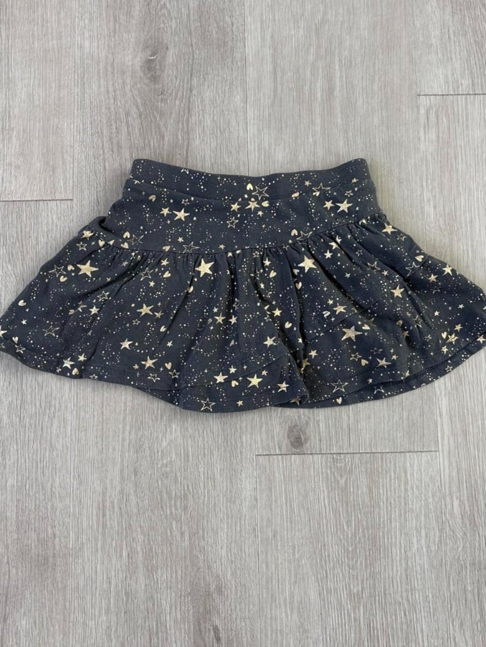 Girls Jumping Beans Cartwheel Scooter Skirt Size 6 Gray Gold Star Print Cotton